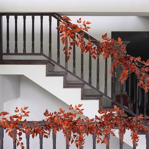 2-Pack Fall Garland Set - 6 ft Plum Autumn Leaves & Berries Decor