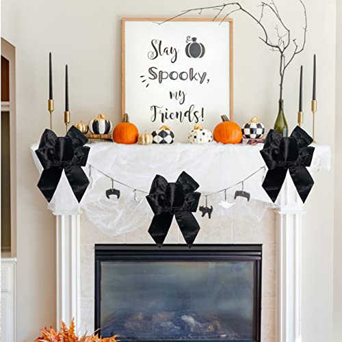 Lakiyfye 4 Pack Black Christmas Bows for Tree & Fireplace Decoration