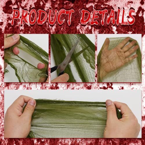 Green Halloween Creepy Gauze Cloth - Large Spooky Decorative Fabric, 512"x85"