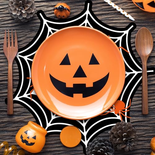 Halloween Spider Web Paper Placemats - Disposable Table Mats for Dining & Parties, 50 Pack, 13.4 Inch