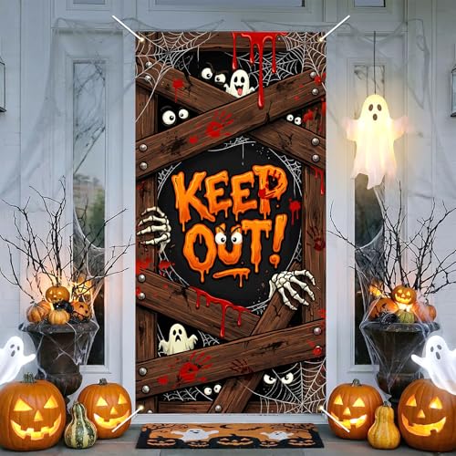 Halloween Door Cover Banner - 35.5x72 Inch Spooky Halloween Decor for Front Door