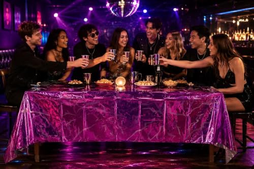 2 Pack Iridescent Party Tablecloths for Birthday Halloween Thanksgiving - Purple & Blue Variations