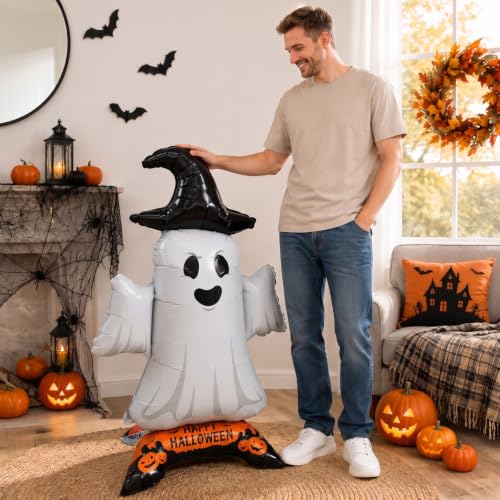 Halloween Ghost Balloon with Sickle - Large Self-Standing Party Decoration