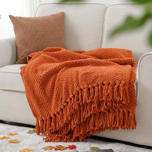 Burnt Orange Throw Blanket for Couch 50x60 Inches Cozy Soft Home Decor