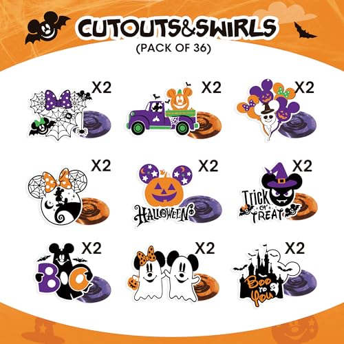 Halloween Hanging Decorations - 36Pcs Mouse Themed Party Swirls & Cutouts