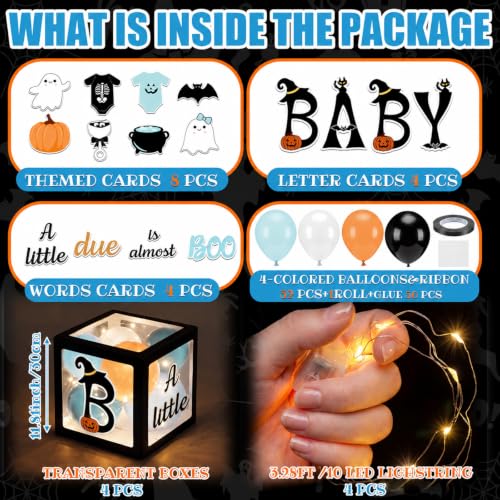 Halloween Baby Shower Decorations Set - A Little Boo Is Almost Due - Black