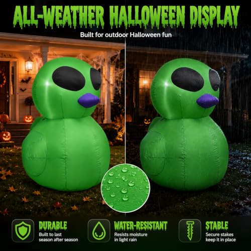 4FT Halloween Inflatable Alien Duck with LED Lights Outdoor Decor