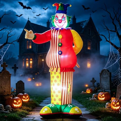 Halloween Inflatable Scary Clown with LED Lights - 6FT Outdoor Yard Decor - Variation of Clown