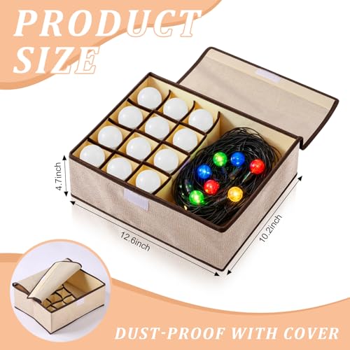 Light Bulb Organizer Storage Box - 13 Compartment Foldable Beige