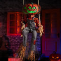 Halloween Animatronics Swinging Pumpkin with Motion Sensor Light Up Eyes - Creepy Sound & Scary Movement - Hanging Decor - Variation: Swinging Jack