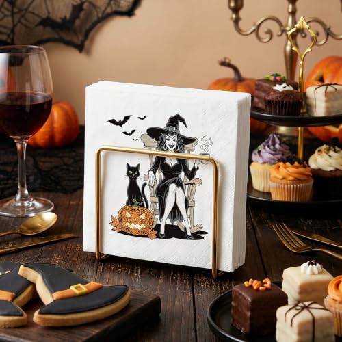 Elegant Witch Halloween Napkins - 25 Pack, 5x5 Inch, Chic Table Decor