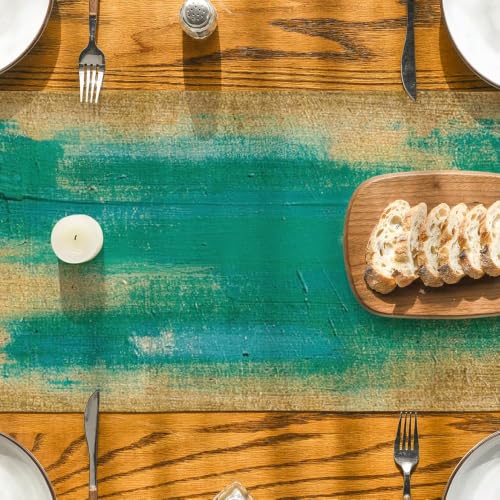 13x72 Inch Abstract Modern Art Table Runner Brown Blue | Farmhouse Kitchen Decor