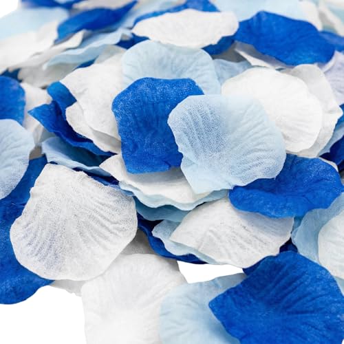 Artificial Rose Petals Set - Dark Blue, Light Blue & White, 1800 pcs for Weddings & Decor