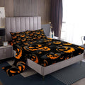 King Size Halloween Pumpkin Bed Sheets Set - Spooky Orange & Black Bedding