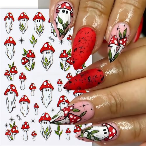 Halloween Nail Art Stickers - Ghost Pumpkin Spider Bats 3D Self-Adhesive Decals - Bats Variation