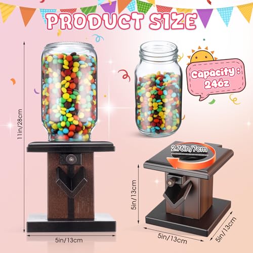 Wooden Candy Dispenser Machine Set - Deep Brown, 2 Pcs, Snack & Cereal Storage