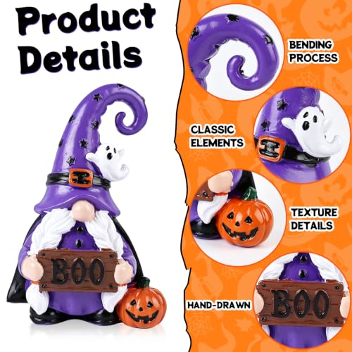 Halloween Gnome Decorations Set of 2 Resin Spooky Figurines Indoor Home Decor