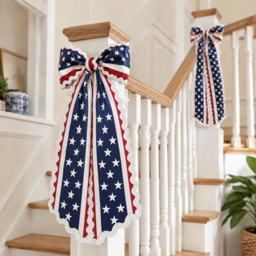 Patriotic Wreath Sash Set - Red White Blue Decor for Front Doors & Entryways, 2 Pack