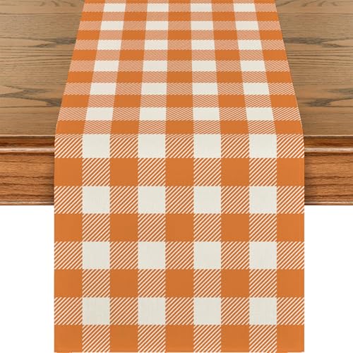 Fall Linen Burlap Table Runner for Thanksgiving and Autumn Decor 13x72 Inches