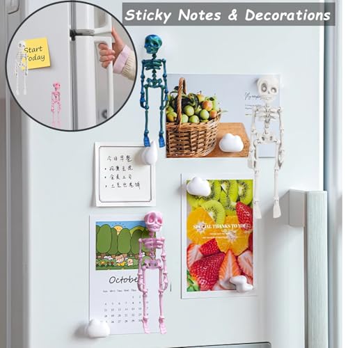 White Poseable Skeleton Fridge Magnet with Movable Joints - Funny Halloween Decor