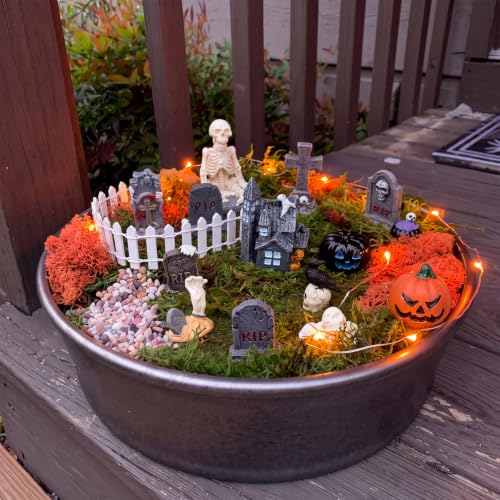 Halloween Fairy Garden Miniature Decor Set with Tombstones & Spooky Figures