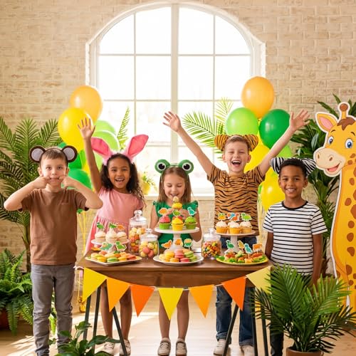 Animal Ears Headbands Set - Plush Jungle Theme Party Accessories