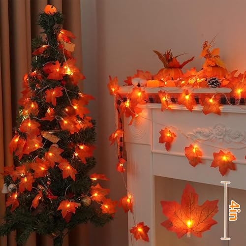 6 Pack Fall Garland with 120 LED Lights Battery Operated Autumn Decor