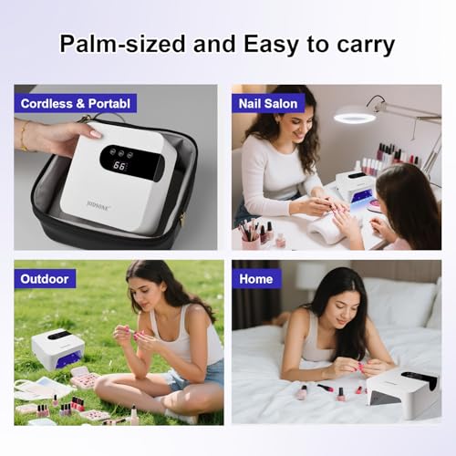 JODSONE UV Nail Lamp Rechargeable Portable with LCD Display & 3 Timers - White H10-2