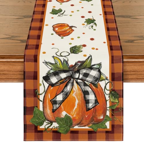 Black & Orange 13x72 Inch Fall Table Runner - Polyester Home Decor