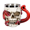 Skull Mug with Tentacle Handle - 13oz Stainless Steel & Resin Drinking Cup