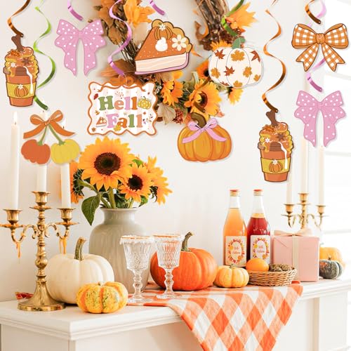Fall Party Decorations Hanging Swirl Ceiling Decor Pumpkin Bows Thanksgiving