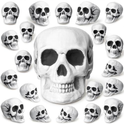 Extra Large 20 Pcs Halloween Skeleton Skulls Decor - Plastic Skull Heads