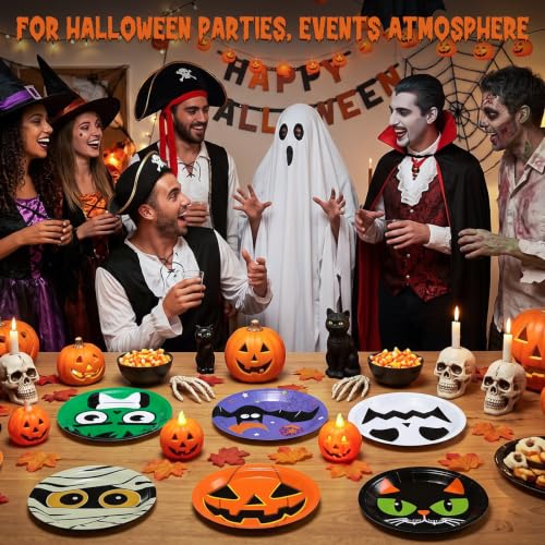 Spooky Halloween Paper Plates 120 Pack - 7 Inch Disposable Party Tableware
