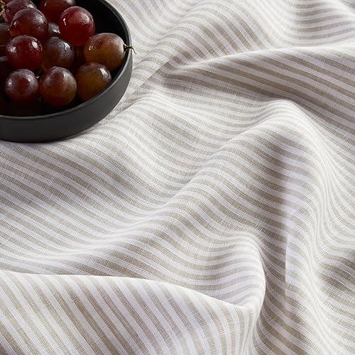Solino Home Linen Table Runner 14x72 in Natural & White Striped Variation