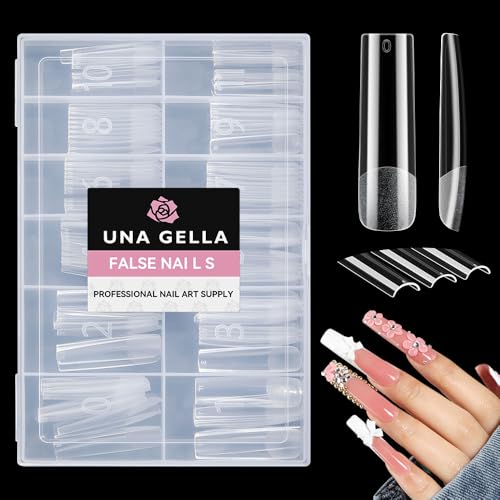 Long Square Gel Nail Tips XXL - Pre-Shaped, Half Matte, Long-lasting Extensions