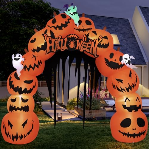 10FT Halloween Inflatable Pumpkin Archway Yard Decoration with LED Lights