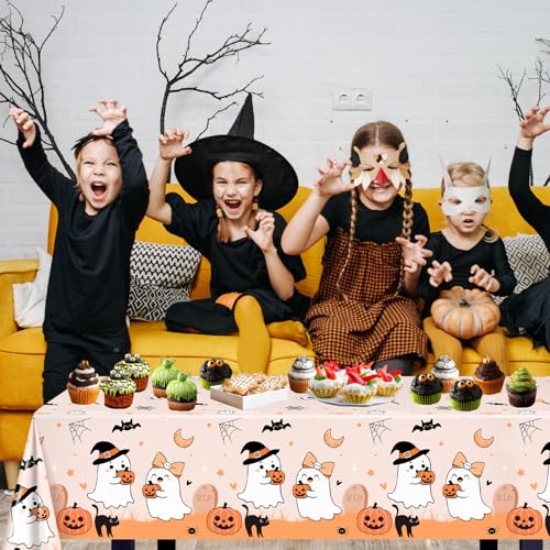 Halloween Tablecloths - 3 Pack 274 x 137 cm Orange Ghosts Pumpkins Skeletons Party Decor