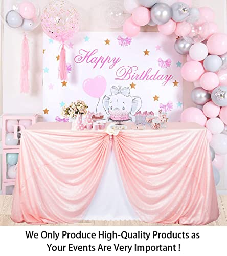Pink Sequin Rectangle Tablecloth 90x132 Inch for 6FT Tables - Baby Pink Glitter Wedding Party