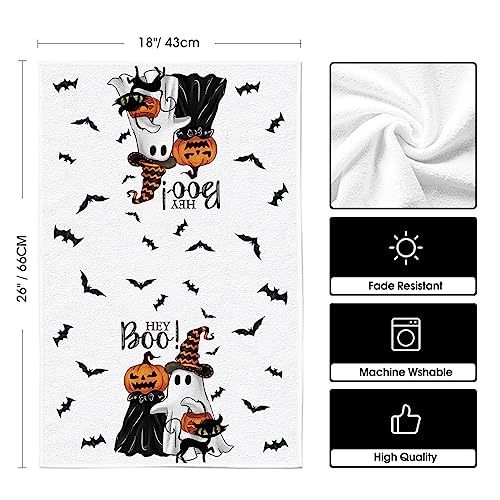 Ghost Cat Halloween Kitchen Towels Set of 2 18x26 Inches - Artoid Mode