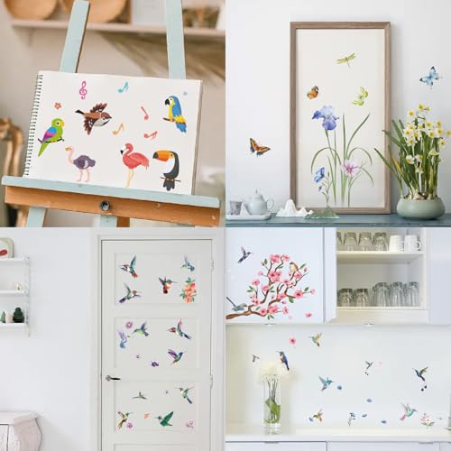 Hummingbird Wall Decals Set Waterproof Self-Adhesive Home Decor