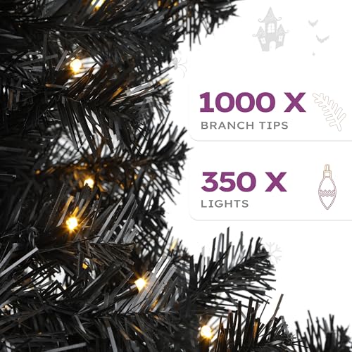 Black Prelit Christmas Tree 7.5 FT with Remote Control - Faux Holiday Tree