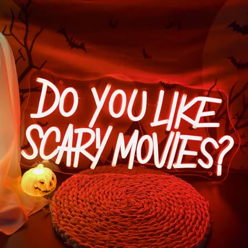 Halloween LED Neon Sign Do You Like Scary Movies SY-scarymovies-red - Spooky Party Decor
