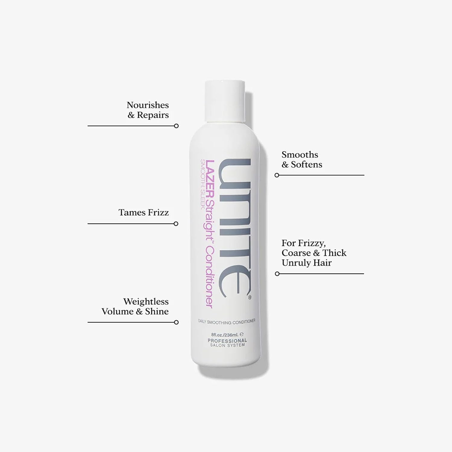 UNITE Hair - LAZER Straight Shampoo & Conditioner Set - Smooths, Softens & Controls Frizz - 10 Fl Oz & 8 Fl Oz