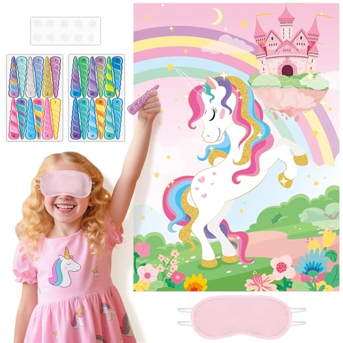Pin the Horn on the Unicorn Game Set - Unicorn Birthday Party Decorations - Variation: Unicorn