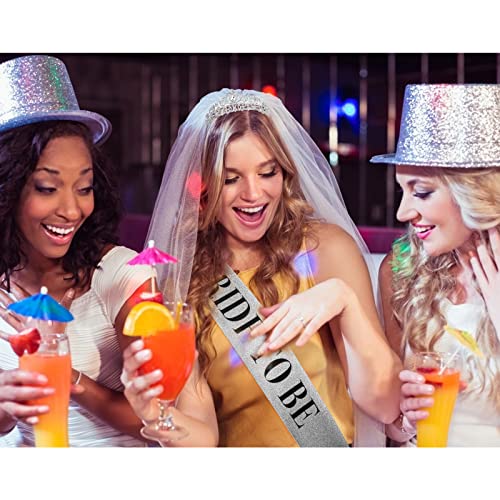 Bride To Be Sash & Crystal Crown Set - Silver Wedding & Bridal Shower Accessories - Style 2