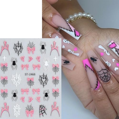 Halloween Nail Stickers Ghost and Spiders 3D Self-Adhesive Nail Decals - Halloween-2