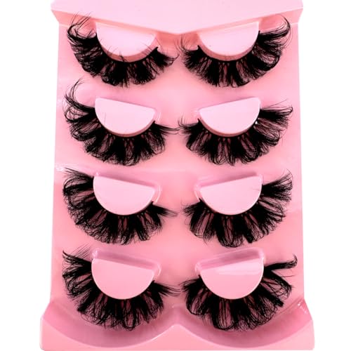 False Eyelashes 4 Pairs Thick Long 3D Faux Mink Full Strip Makeup CC-1
