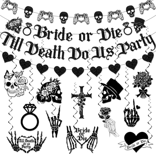 Halloween Bachelorette Party Decorations Set with Banners, Garlands & Hanging Swirls