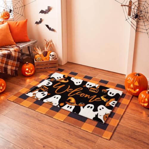 Halloween Ghost Welcome Door Mat - Outdoor Rug for Front Porch - Variation: Ghost
