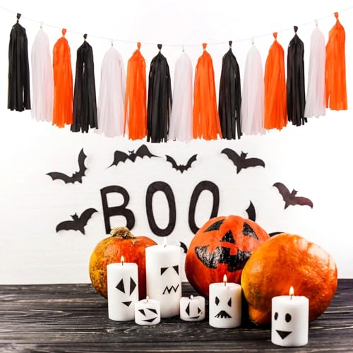 Black White Orange Halloween Party Decorations Kit - 33 Pcs Banners, Lanterns & Streamers